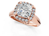 Rose gold Cushion Cut Halo Solitaire Engagement Ring with Square Band and Four-Prong Setting_67