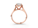 Rose gold Cushion Cut Halo Solitaire Engagement Ring with Square Band and Four-Prong Setting_69