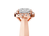 Rose gold Cushion Cut Halo Solitaire Engagement Ring with Square Band and Four-Prong Setting_71