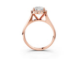 Rose gold Cushion Cut Halo Solitaire Engagement Ring with Square Band and Four-Prong Setting_93