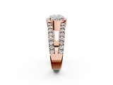 Rose gold Cushion Cut Halo Split Shank Diamond Ring with Four-Prong Setting_63