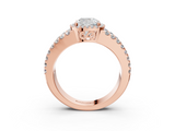Rose gold Cushion Cut Halo Split Shank Diamond Ring with Four-Prong Setting_64