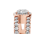 Rose gold Cushion Cut Halo Split Shank Diamond Ring with Four-Prong Setting_66