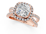 Rose gold Cushion Cut Halo Split Shank Pave Set Ring_67