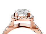 Rose gold Cushion Cut Halo Split Shank Pave Set Ring_70