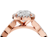 Rose gold Cushion Cut Halo Twisted Band Four-Prong Ring_37