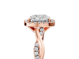Rose gold Cushion Cut Halo Twisted Band Four-Prong Ring_38