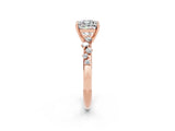Rose gold Cushion Cut Moissanite Cluster Side Stone Solitaire Ring with Prong Setting_26