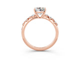 Rose gold Cushion Cut Moissanite Cluster Side Stone Solitaire Ring with Prong Setting_27