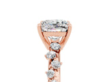 Rose gold Cushion Cut Moissanite Cluster Side Stone Solitaire Ring with Prong Setting_29