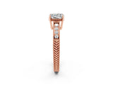 Rose gold Cushion Cut Moissanite Engagement Ring with Milgrain Channel Set Band and Prong Setting_2