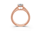 Rose gold Cushion Cut Moissanite Engagement Ring with Milgrain Channel Set Band and Prong Setting_3