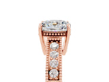 Rose gold Cushion Cut Moissanite Engagement Ring with Milgrain Channel Set Band and Prong Setting_5