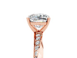 Rose gold Cushion Cut Moissanite Engagement Ring with Side Stone Accents and Four-Prong Setting_101