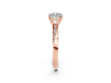 Rose gold Cushion Cut Moissanite Engagement Ring with Side Stone Accents and Four-Prong Setting_26