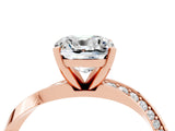 Rose gold Cushion Cut Moissanite Engagement Ring with Side Stone Accents and Four-Prong Setting_28
