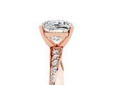 Rose gold Cushion Cut Moissanite Engagement Ring with Side Stone Accents and Four-Prong Setting_29