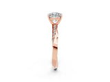 Rose gold Cushion Cut Moissanite Engagement Ring with Side Stone Accents and Four-Prong Setting_41