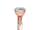 Rose gold Cushion Cut Moissanite Engagement Ring with Side Stone Accents and Four-Prong Setting_44