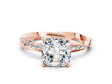 Rose gold Cushion Cut Moissanite Engagement Ring with Side Stone Accents and Four-Prong Setting_96