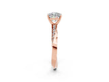 Rose gold Cushion Cut Moissanite Engagement Ring with Side Stone Accents and Four-Prong Setting_98