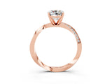 Rose gold Cushion Cut Moissanite Engagement Ring with Side Stone Accents and Four-Prong Setting_99
