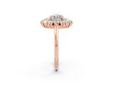 Rose gold Cushion Cut Moissanite Floral Double Halo Engagement Ring with Prong Setting_62