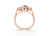 Rose gold Cushion Cut Moissanite Floral Double Halo Engagement Ring with Prong Setting_63