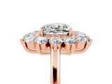 Rose gold Cushion Cut Moissanite Floral Double Halo Engagement Ring with Prong Setting_65