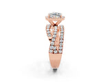 Rose gold Cushion Cut Moissanite Halo Ring with Round Split Shank and Prong Setting_50