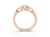 Rose gold Cushion Cut Moissanite Halo Ring with Tapered Band and Four-Prong Setting_3