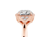 Rose gold Cushion Cut Moissanite Halo Ring with Tapered Band and Four-Prong Setting_5