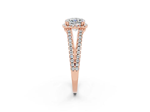 Rose gold Cushion Cut Moissanite Halo Split Shank Engagement Ring_14