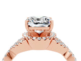 Rose gold Cushion Cut Moissanite  Halo Twist Band Solitaire Prong Setting Ring_28