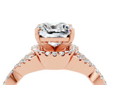 Rose gold Cushion Cut Moissanite  Halo Twist Band Solitaire Prong Setting Ring_46