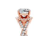 Rose gold Cushion Cut Moissanite  Halo Twist Band Solitaire Prong Setting Ring_47