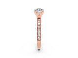 Rose gold Cushion Cut Moissanite Milgrain Pavé Engagement Ring with Four-Prong Setting_14