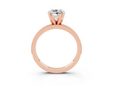 Rose gold Cushion Cut Moissanite Milgrain Pavé Engagement Ring with Four-Prong Setting_15