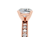 Rose gold Cushion Cut Moissanite Milgrain Pavé Engagement Ring with Four-Prong Setting_17