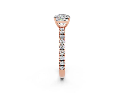 Rose gold Cushion Cut Moissanite Pavé Solitaire Engagement Ring with Four-Prong Setting_14