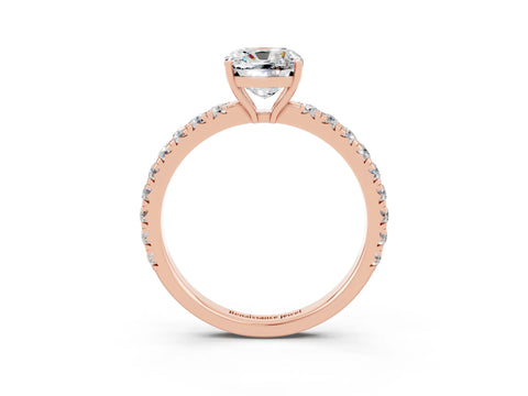 Rose gold Cushion Cut Moissanite Pavé Solitaire Engagement Ring with Four-Prong Setting_15