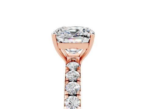 Rose gold Cushion Cut Moissanite Pavé Solitaire Engagement Ring with Four-Prong Setting_17