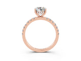 Rose gold Cushion Cut Moissanite Pave Band Solitaire Ring with Four-Prong Setting_27