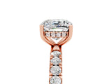 Rose gold Cushion Cut Moissanite Pave Band Solitaire Ring with Four-Prong Setting_29