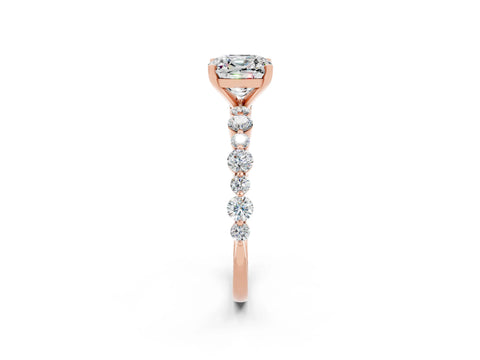 Rose gold Cushion Cut Moissanite Prong Set Engagement Ring with Pavé Band_2