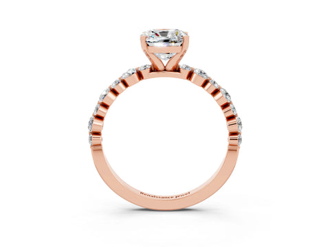 Rose gold Cushion Cut Moissanite Prong Set Engagement Ring with Pavé Band_3