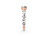 Rose gold Cushion Cut Moissanite Prong Setting with Side Stones on a Pave Band_2