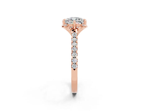 Rose gold Cushion Cut Moissanite Ring with Pavé Band and Floral Prong Setting_2