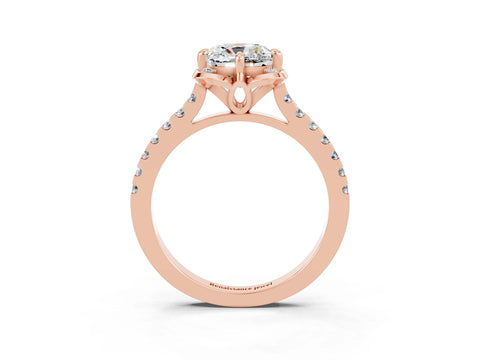 Rose gold Cushion Cut Moissanite Ring with Pavé Band and Floral Prong Setting_3