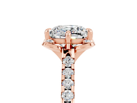 Rose gold Cushion Cut Moissanite Ring with Pavé Band and Floral Prong Setting_5